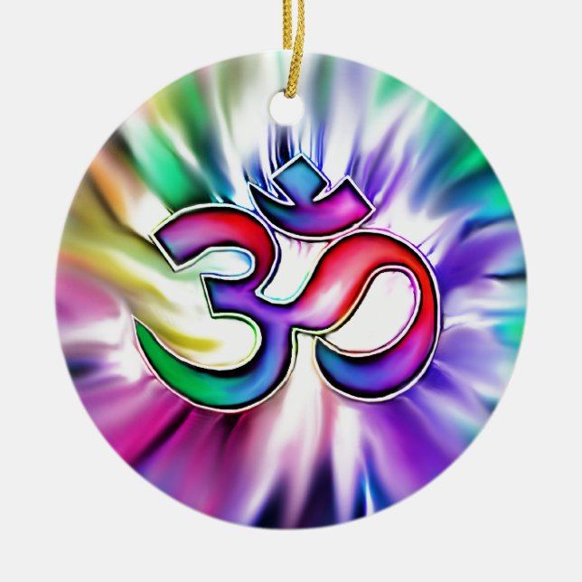 Adorno De Cerámica Arco iris floreciente Lotus OM (Frente)
