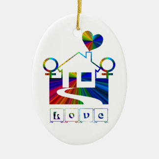 Adorno De Cerámica Arco iris lesbiano hogar-con proverbio