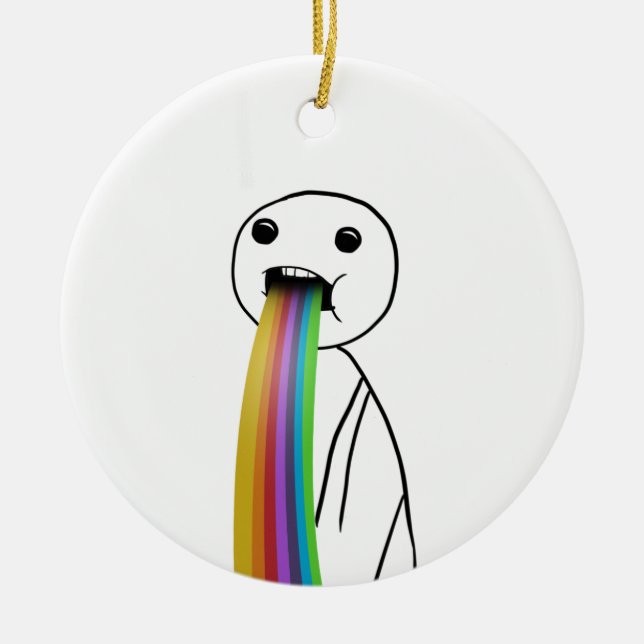 Adorno De Cerámica Arco iris que lanza para arriba el meme (Frente)