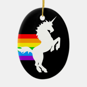 Adorno De Cerámica Arco iris retro del unicornio del tigre 80s de