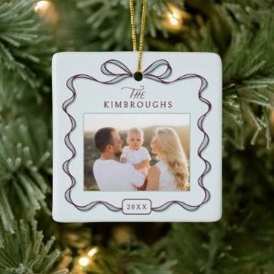Adorno De Cerámica Arco personalizado doble cara 2 Fotos Navidad fami