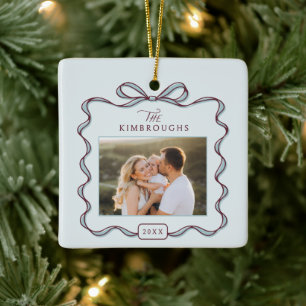 Adorno De Cerámica Arco personalizado doble cara Navidad familia 2 fo