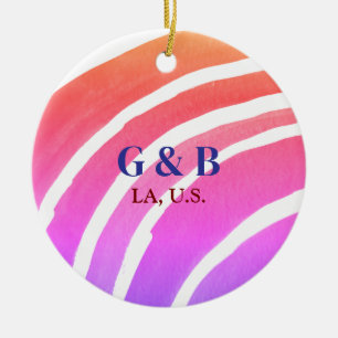 Adorno De Cerámica Arcoiris amarillo rosa añaden nombre de pareja ciu