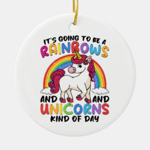 Adorno De Cerámica Arcoíris divertido unicornio lindo