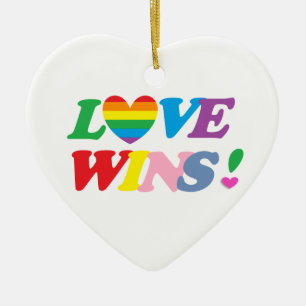 Adorno De Cerámica Arcoíris ¡El Amor Gana! LGBT