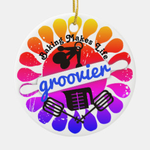 Adorno De Cerámica Arcoiris hippie groovy horneado navidad