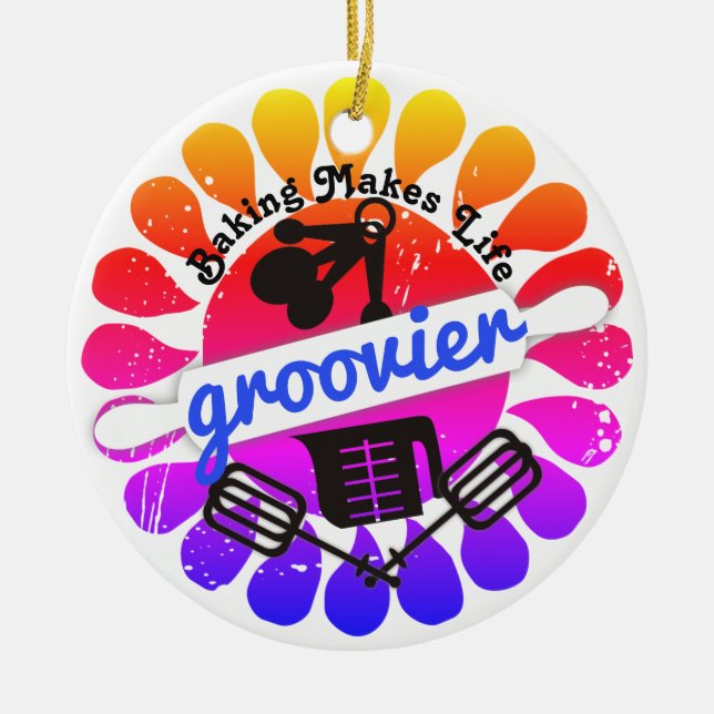 Adorno De Cerámica Arcoiris hippie groovy horneado navidad (Frente)