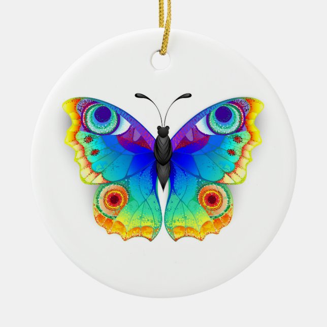 Adorno De Cerámica Arcoiris mariposa Peacock Eye (Frente)
