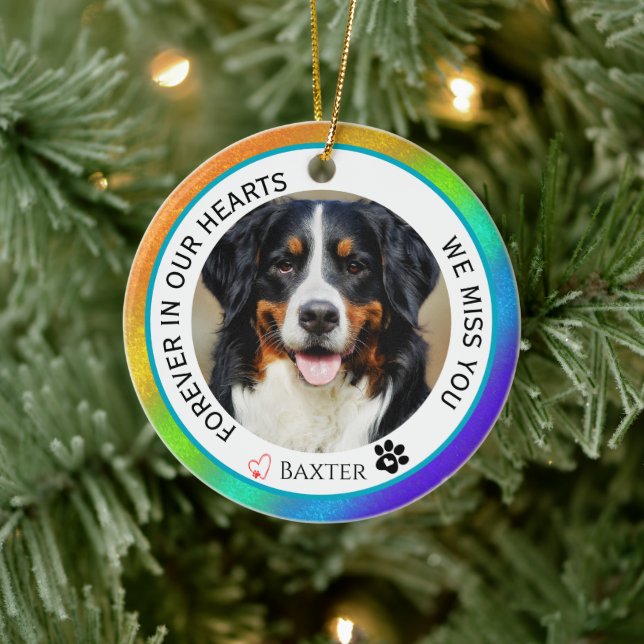 Adorno De Cerámica Arcoiris para siempre en nuestro Mascota conmemora (Árbol)