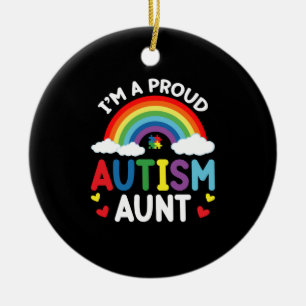 Adorno De Cerámica Arcoíris Soy una tía orgullosa del autismo Concien