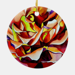Adorno De Cerámica Arcoiris Sunset Rosa acuarela arte original