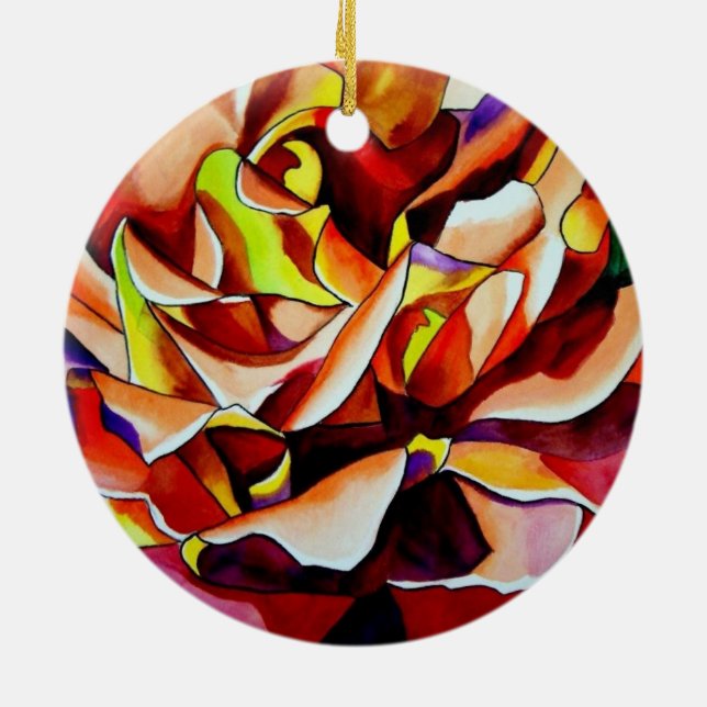 Adorno De Cerámica Arcoiris Sunset Rosa acuarela arte original (Atrás)