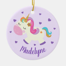 Arcoíris Unicornio Purpura Brillante Navidad Nombr