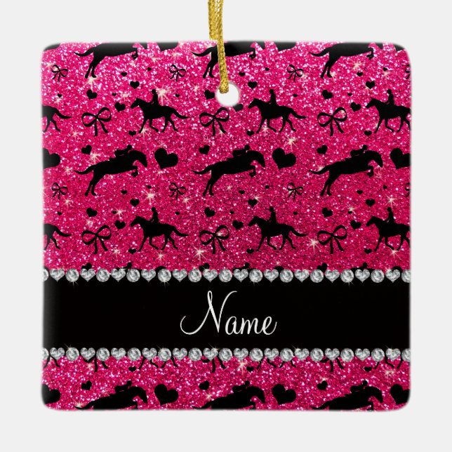 Adorno De Cerámica Arcos ecuestres de los corazones del purpurina (Anverso)