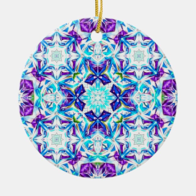 Adorno De Cerámica Arctic Prism — Colorful Snowflake Mandala (Frente)