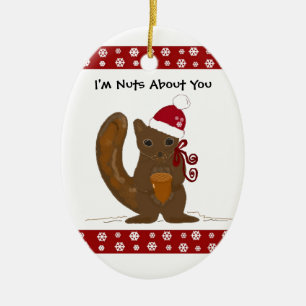 Adorno De Cerámica Ardilla de Navidad con dicho adorable