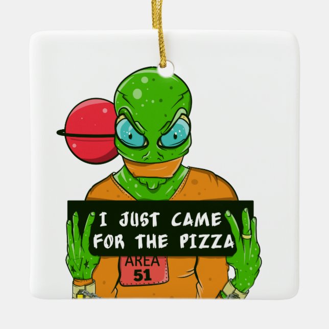 Adorno De Cerámica Área de pizza alienígena 51 (Anverso)