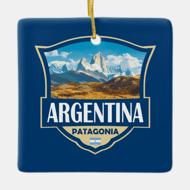 Adorno De Cerámica Argentina Illustration Retro Badge (Anverso)