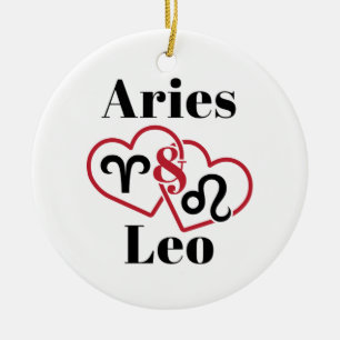 Adorno De Cerámica Aries y Parejas Leo Horóscopo Zodiaco