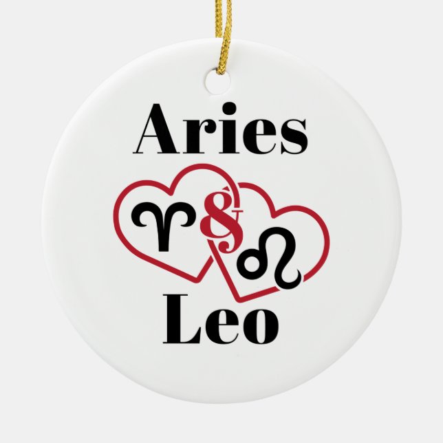 Adorno De Cerámica Aries y Parejas Leo Horóscopo Zodiaco (Frente)