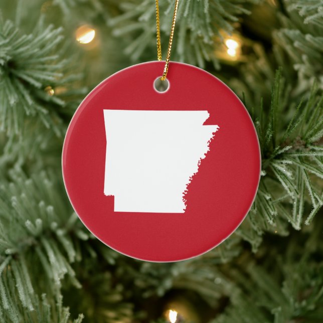 Adorno De Cerámica Arkansas Rojo y Blanco (Árbol)