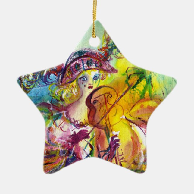 Adorno De Cerámica ARLECCHINA VIOLINISTA / Noche de Carnaval venecian (Frente)
