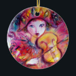 Adorno De Cerámica ARLECCHINO Y COLOMBINA rosados<br><div class="desc">Amor romántico entre Arlecchino y Colombina: Jugador colorido, caprichoso del violín, mujer rubia hermosa en trajes chispeantes emplumados. Pintura de la acuarela en rosa brillante, fucsia, verde, rojo, azul, colores amarillos y chispas del oro inspiradas de la comedia del arte (dell'arte de Commedia) y carnaval de Venecia. Es también un...</div>