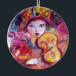 Adorno De Cerámica ARLECCHINO Y COLOMBINA rosados<br><div class="desc">Amor romántico entre Arlecchino y Colombina: Jugador colorido, caprichoso del violín, mujer rubia hermosa en trajes chispeantes emplumados. Pintura de la acuarela en rosa brillante, fucsia, verde, rojo, azul, colores amarillos y chispas del oro inspiradas de la comedia del arte (dell'arte de Commedia) y carnaval de Venecia. Es también un...</div>