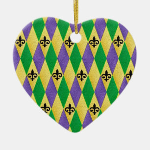 Adorno De Cerámica Arlequín de Mardi Gras Flor De Lis