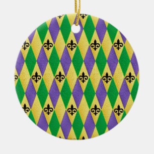Adorno De Cerámica Arlequín de Mardi Gras Flor De Lis