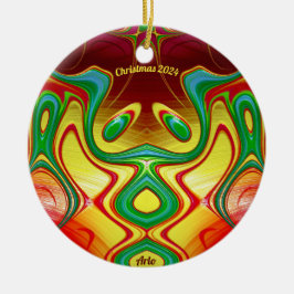Adorno De Cerámica ARLO ~ NAVIDADES Brillante Verde Rojo Amarillo 202