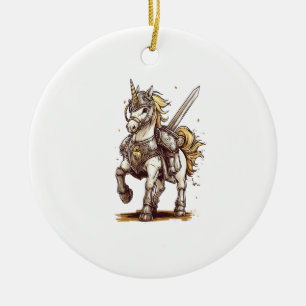 Adorno De Cerámica Armadura de Caballero Unicornio (1)