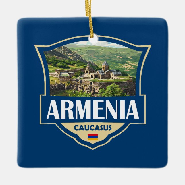 Adorno De Cerámica Armenia Illustration Retro Badge (Anverso)