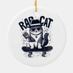 Adorno De Cerámica Armonía de Rap Cat