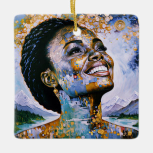 Adorno De Cerámica "Armonía en oro y cielo"