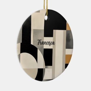 Adorno De Cerámica Armonía en tonos: Composición abstracta en blanco