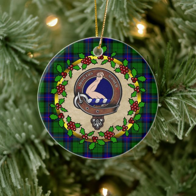Adorno De Cerámica Armstrong Clan Badge & Tartan Personalizado Xmas (Árbol)
