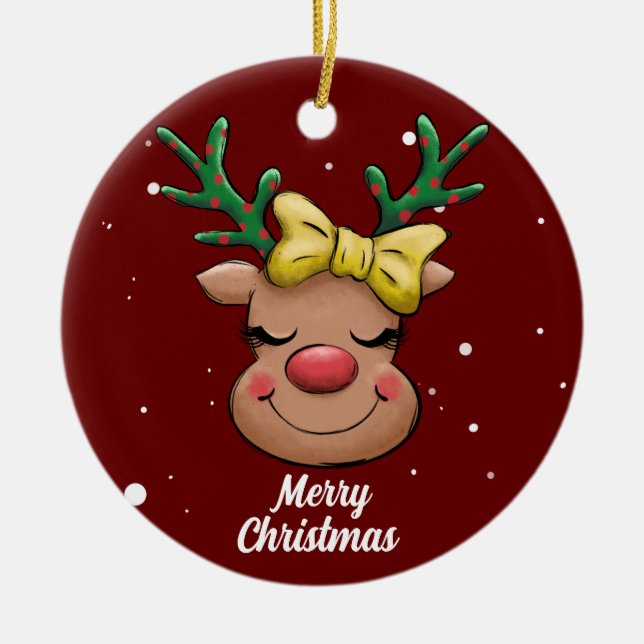 Adorno De Cerámica Aroma de cerámica Cute Merry Christmas Deer (Frente)