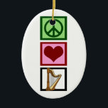 Adorno De Cerámica Arpa del amor de la paz<br><div class="desc">Arpa del amor de la paz. Un regalo lindo para un arpista que ama el tocar del clavicordio. Un presente hermoso del músico.</div>