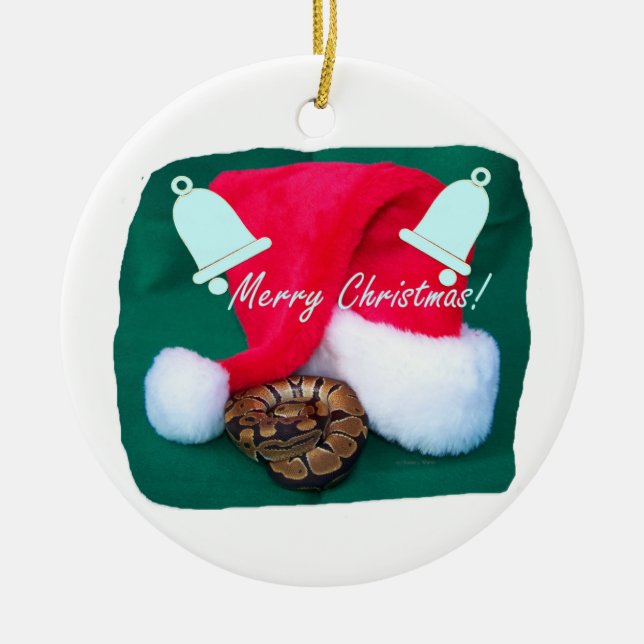 Adorno De Cerámica Arrastre por Felices Navidad y campanas del gorra (Frente)