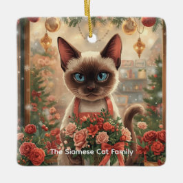 Adorno De Cerámica Arreglo floral de Navidades de gato por periódico