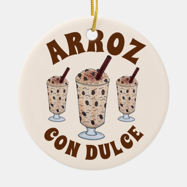 Adorno De Cerámica Arroz con Dulce Puerto Rican Coconut Rice Pudding (Frente)