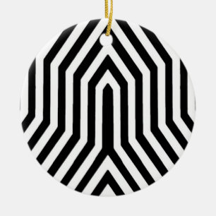 Adorno De Cerámica Art Deco Geométrico - negro y blanco