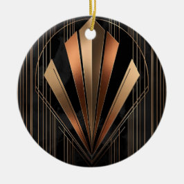 Adorno De Cerámica Art Deco Metallic Geometric Elegance