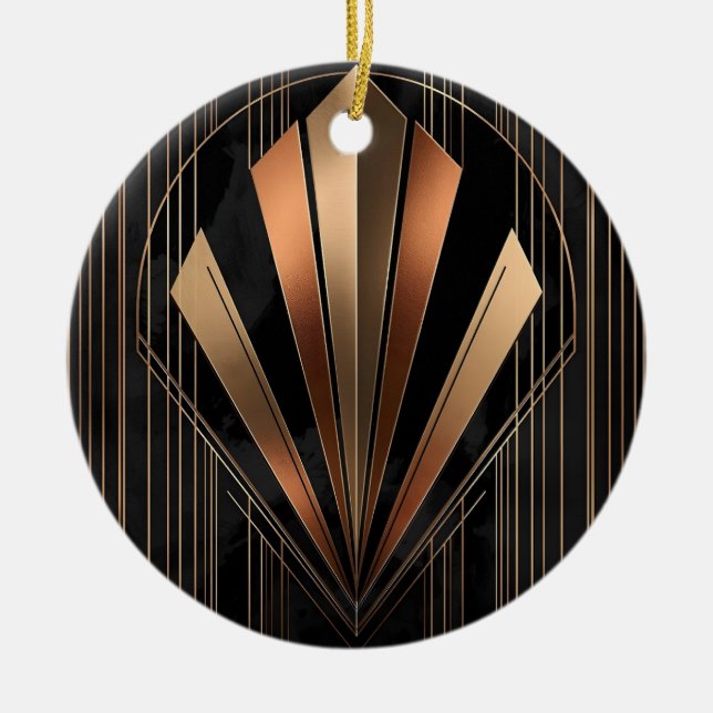 Adorno De Cerámica Art Deco Metallic Geometric Elegance (Frente)