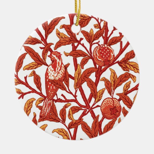 Adorno De Cerámica Art Nouveau Bird & Pomegranate, Naranja mandarín (Frente)