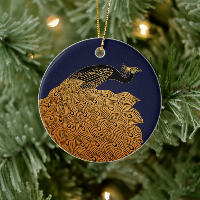 Adorno De Cerámica Art Nouveau Peacock Will Bradley (Árbol)