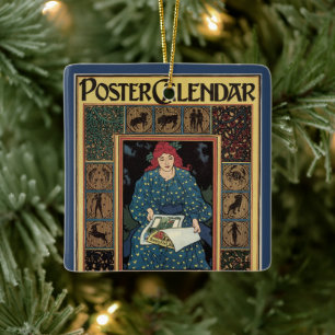 Adorno De Cerámica Art Nouveau vintage, mujer leyendo libro de astrol