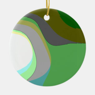 Adorno De Cerámica Arte abstracto 303 - Groovy Retro Verde Azul Amari