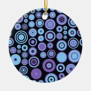 Adorno De Cerámica Arte abstracto de color azul morado y negro de los